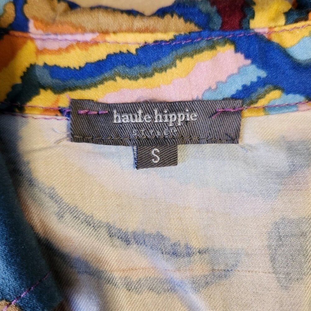 Haute Hippie Faux Wrap Top Colorful Tropical Women's size Small - Picture 8 of 15